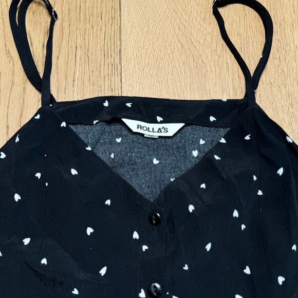 Rolla's Heart Shape Printed Black/White Flowy Tank Top, Girls Size Medium/10 - Picture 2 of 5